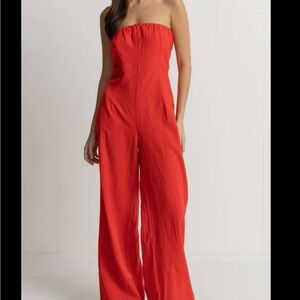 Rhythm Vibrant Red Strapless Jumpsuit